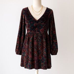 Anthropologie Floral Velvet Dress with pockets